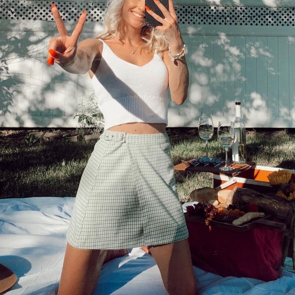 Plaid Green Mini Skirt - John Galt